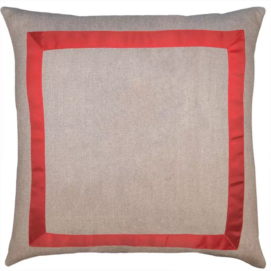 Marquess Linen Red Ribbon 24 x 24 in Pillow