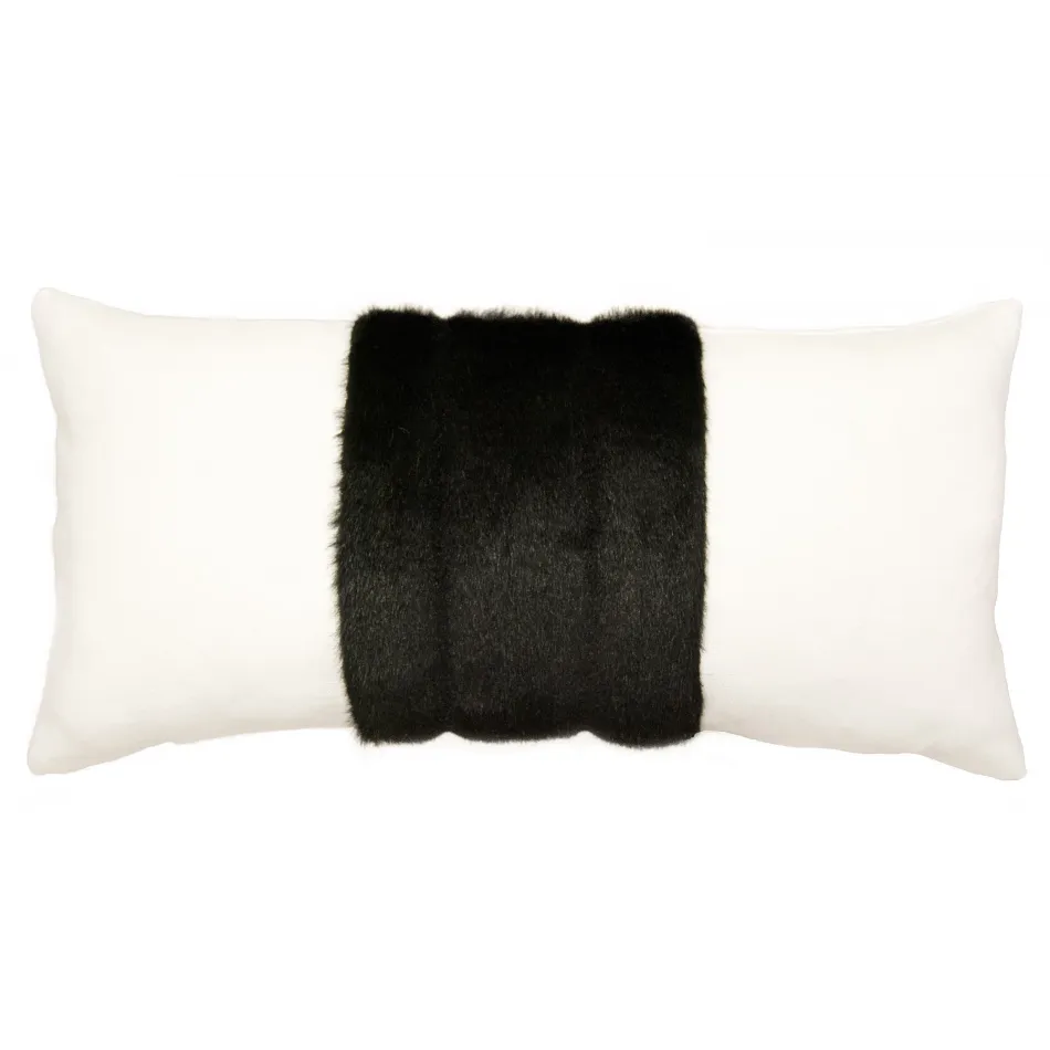 Ming Birch Black Mink Fur Band 15 x 35 in Pillow