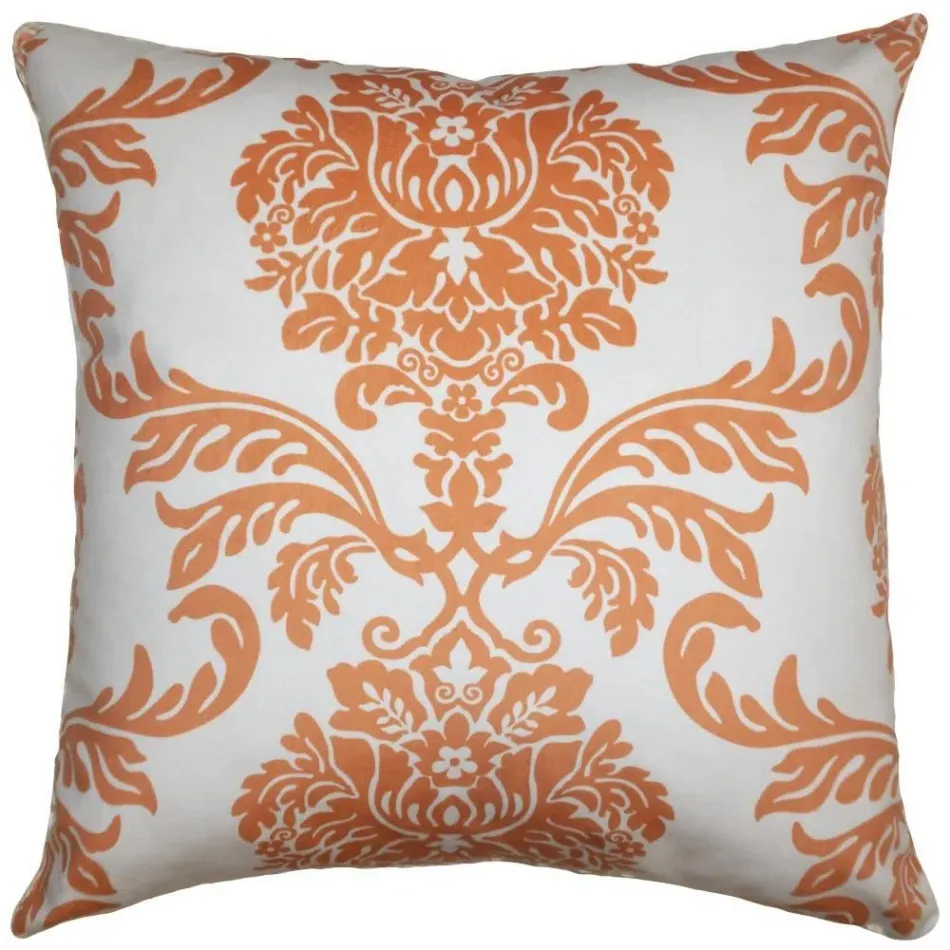 Picnic Orange Ivory Floral 20 x 20 in Pillow