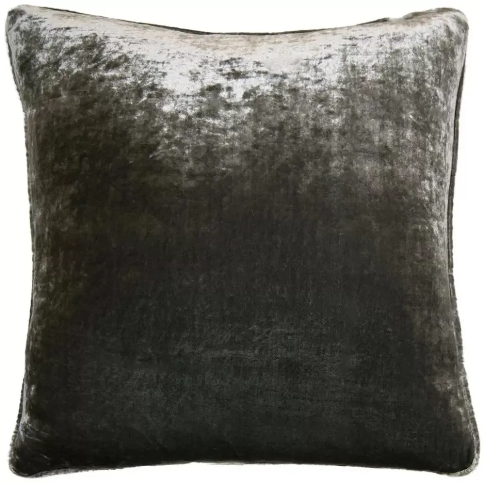 Grey Velvet Trim 24 x 24 in Pillow