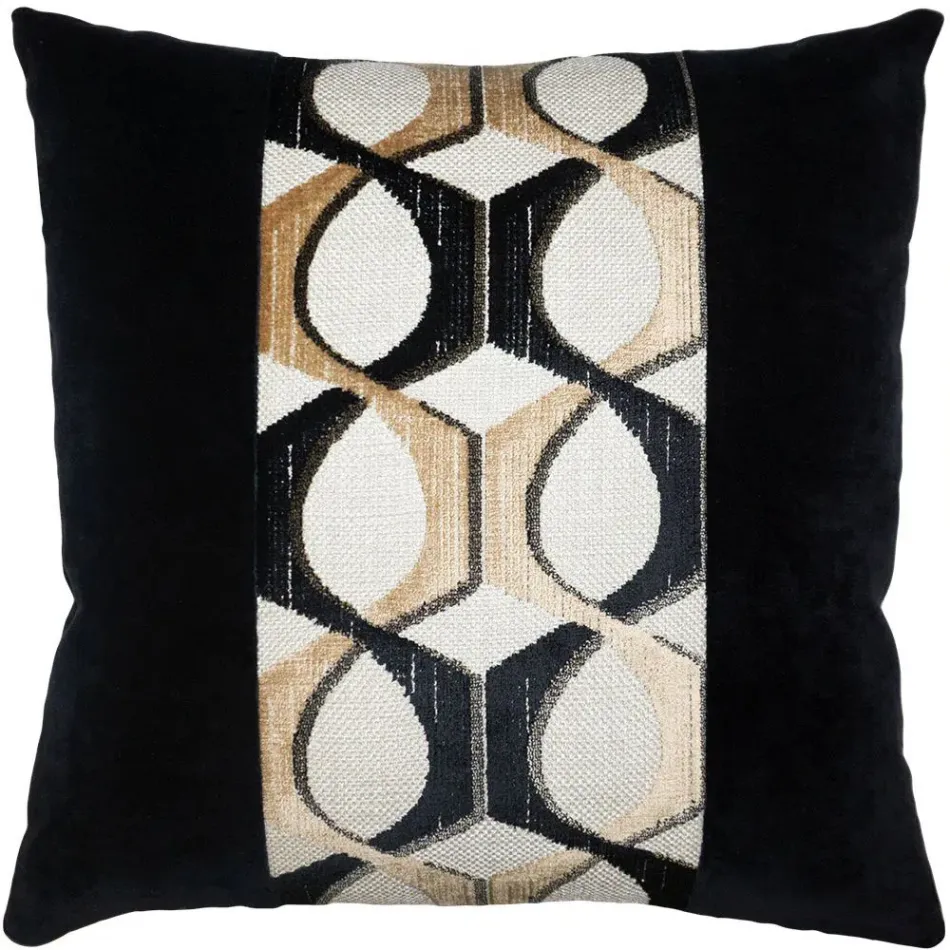 Catena Black Band Black 20 x 20 in Pillow