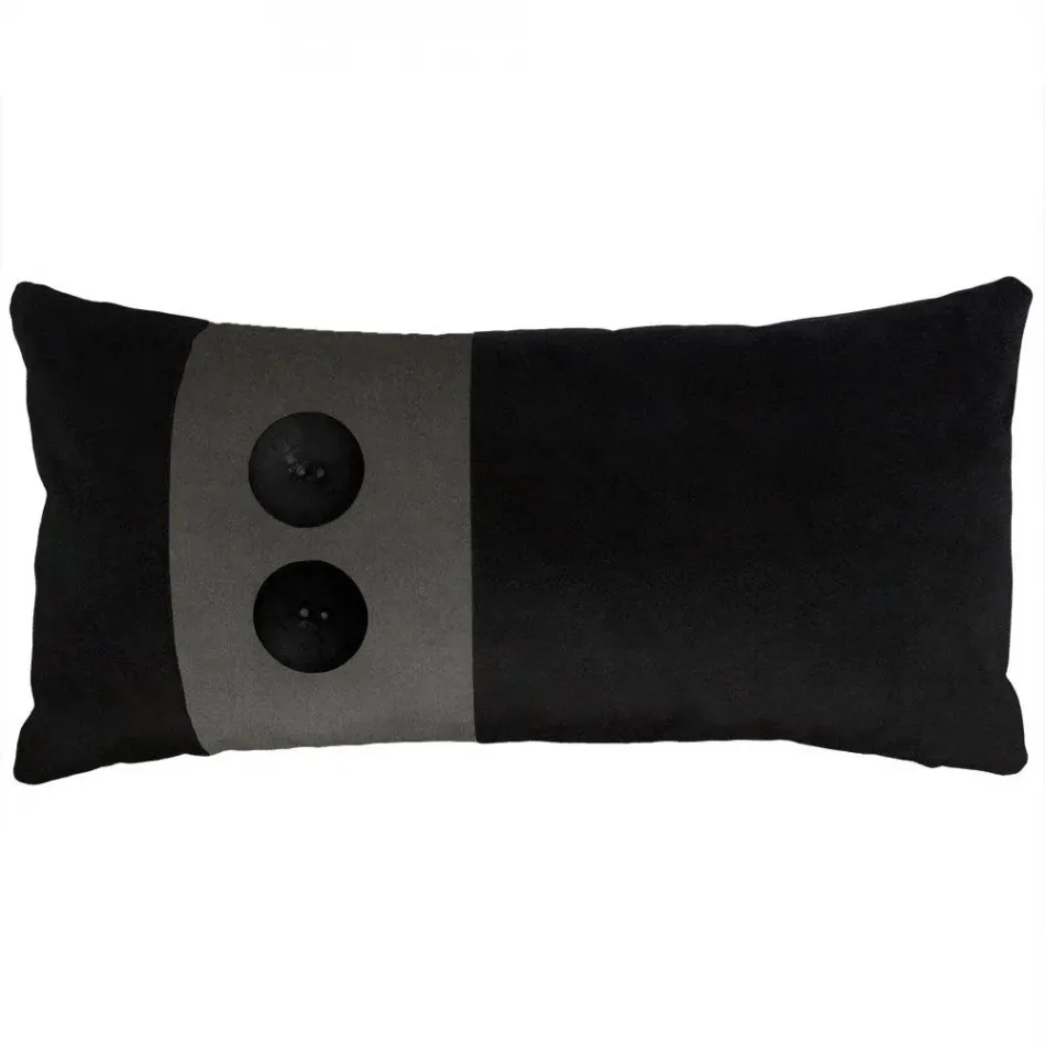 Two Button Black Metal 15 x 35 in Pillow