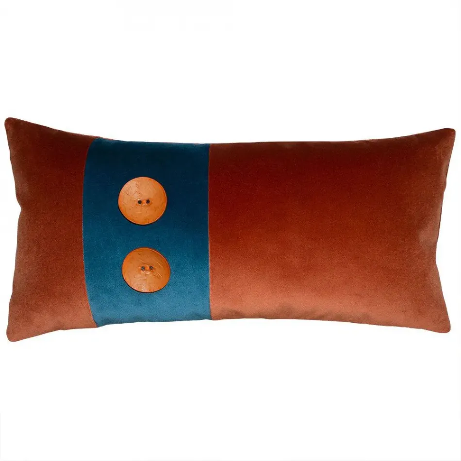 Two Button Shrimp Cyan 12 x 24 in Pillow