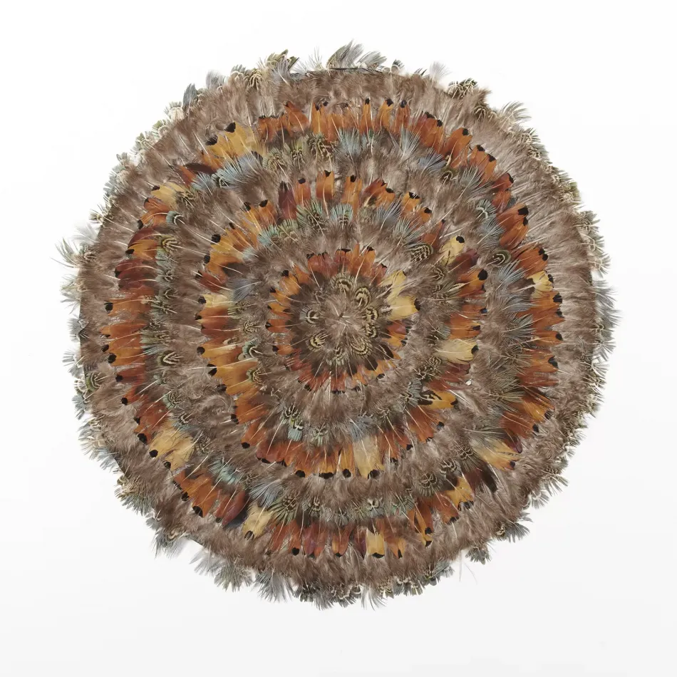 Pheasant Park Set of 6 Round Decorative Mats - Pheasant Feathers