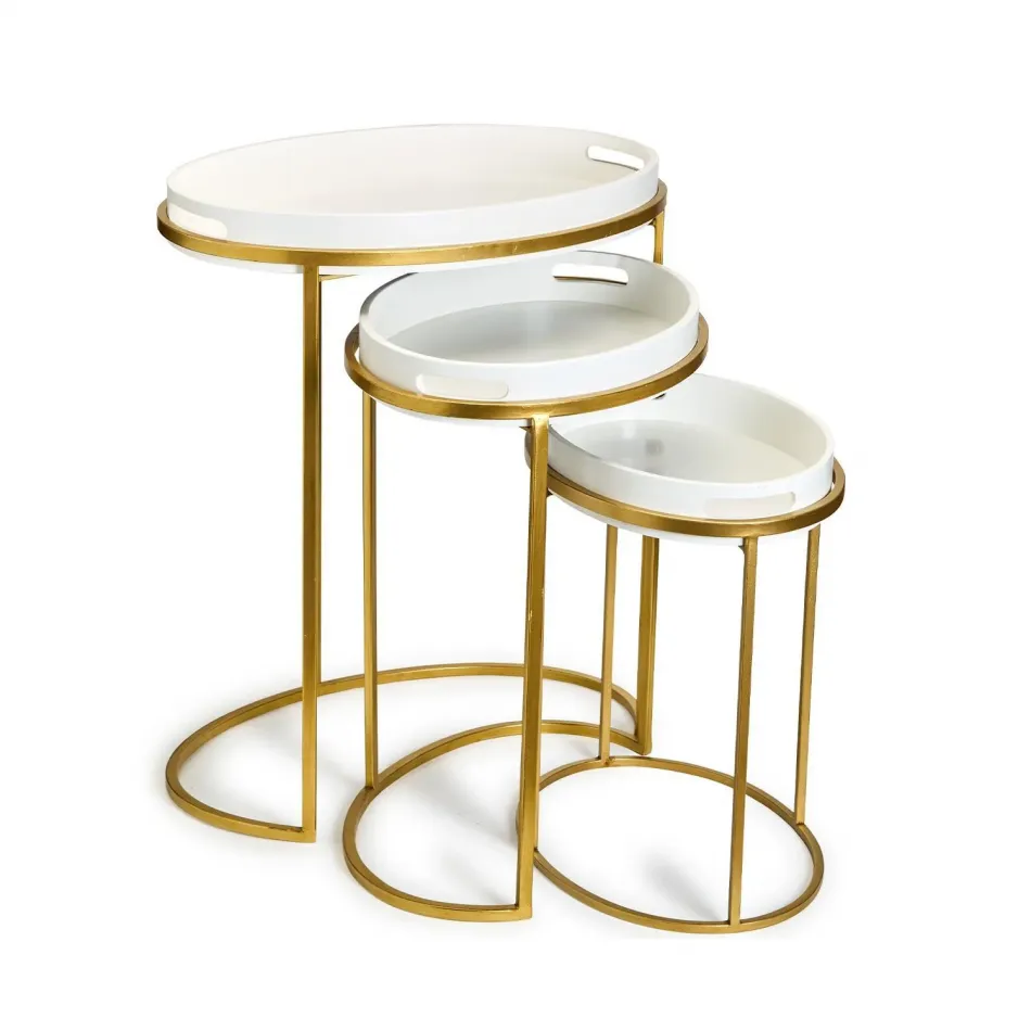 Set of Three Side Table with Removable Tray