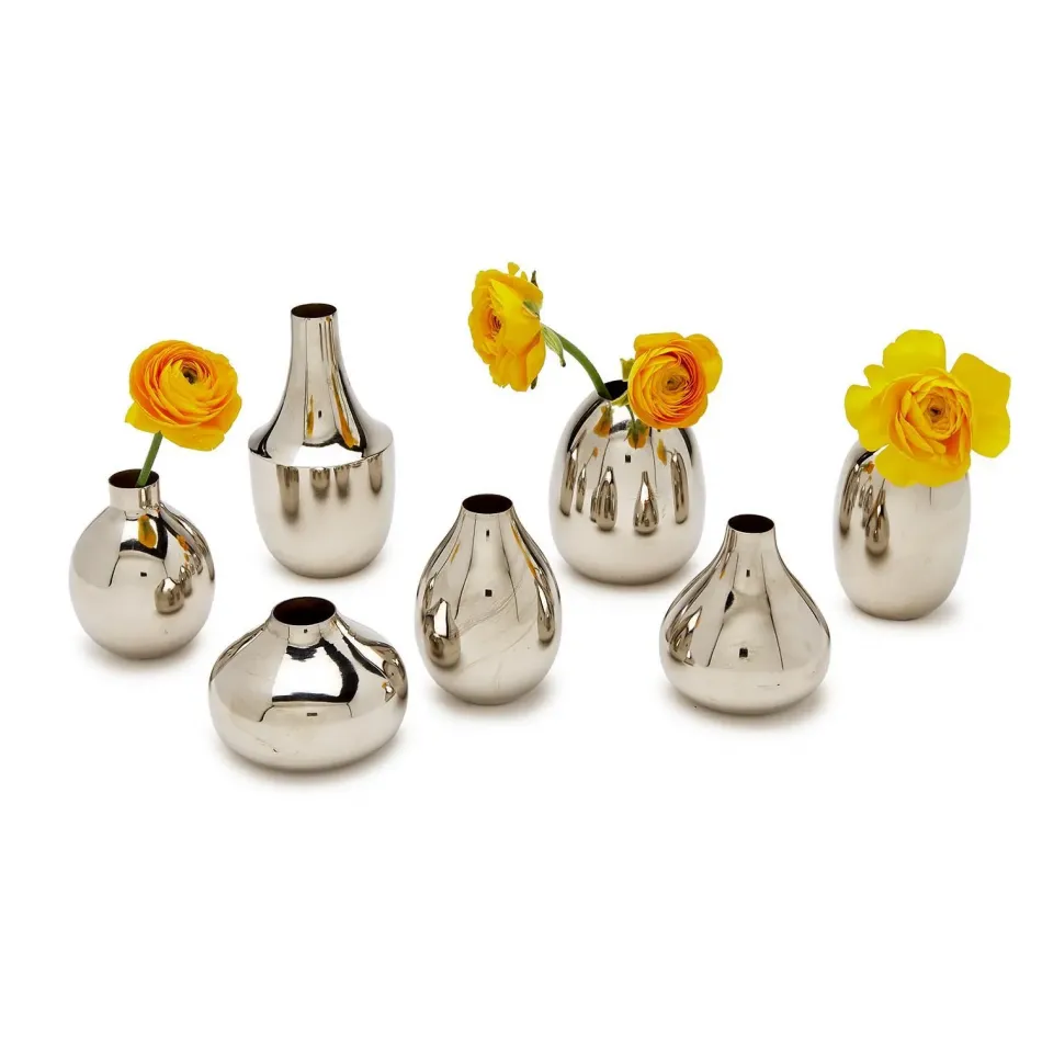 Silver Array Set of 7 Silver-Plated Nickel Vases Iron