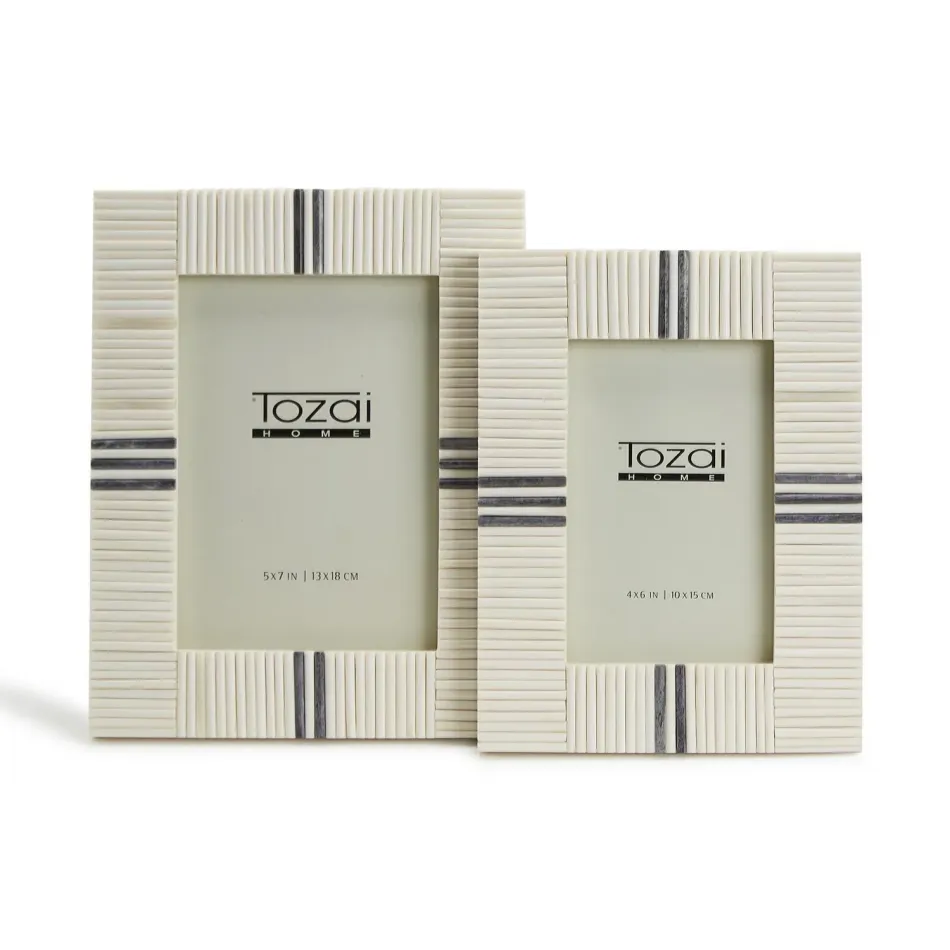 Stacks Set of 2 Picture Frames with Grey Colored Inlay (4" x 6", 5" x 7")