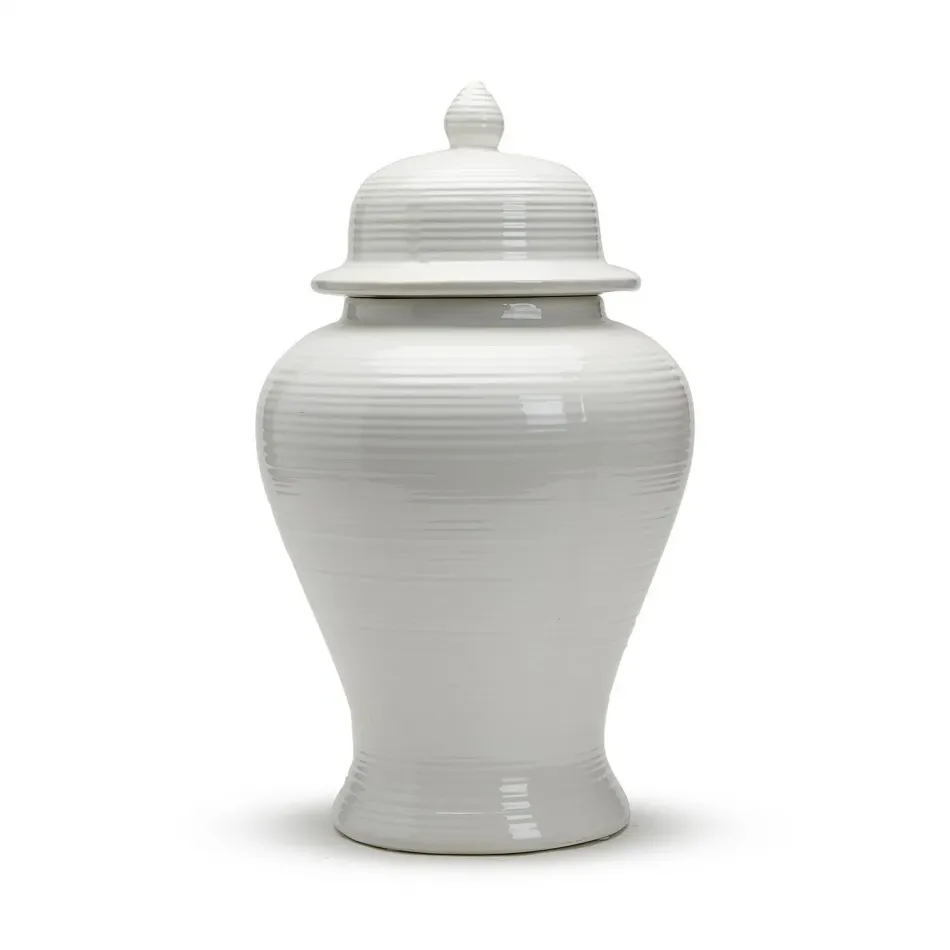 19" White Temple Jar Ceramic