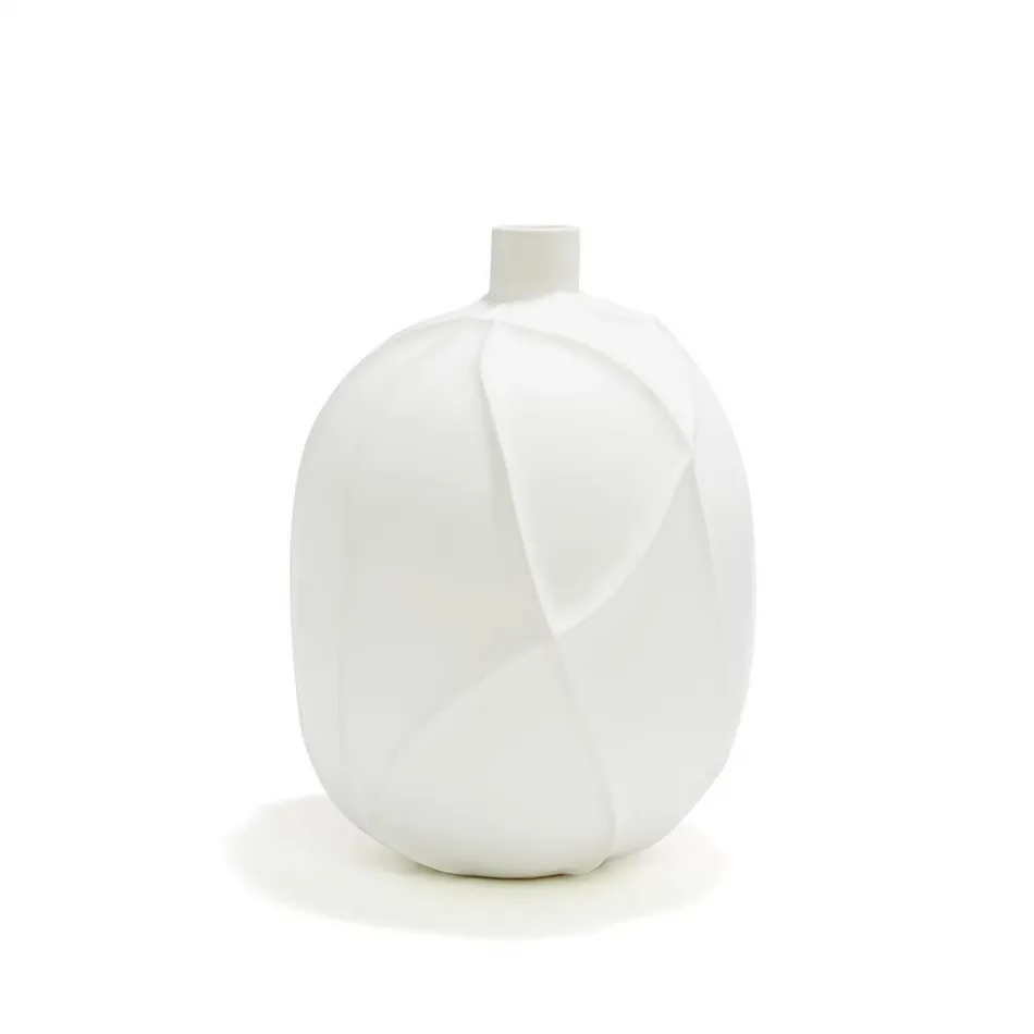 Textures Lg Matte Carved Ridges Vase with Matte Finish Ceramic