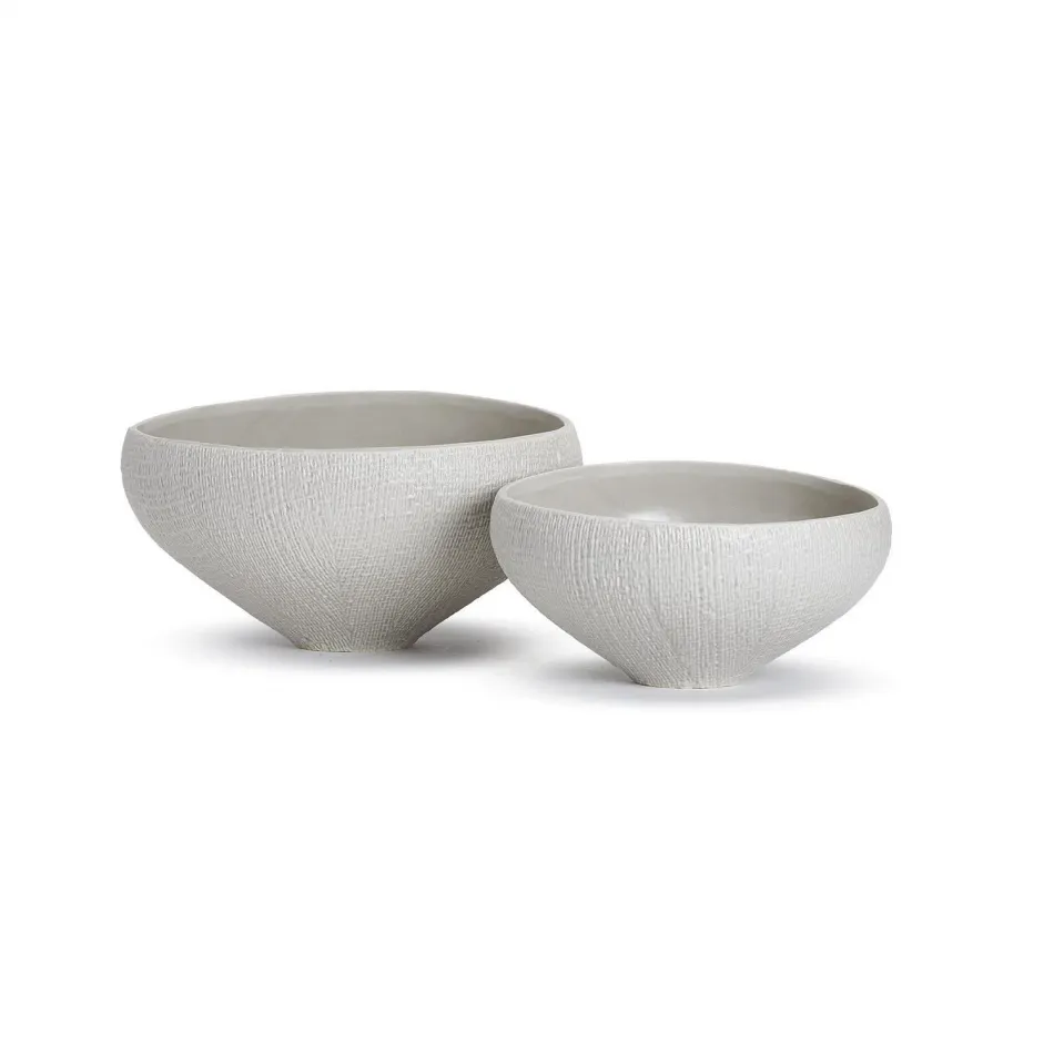 Set of 2 Haiku Collection Rim Bowl in a Shitake Beige Color (Food Safe) Ceramic
