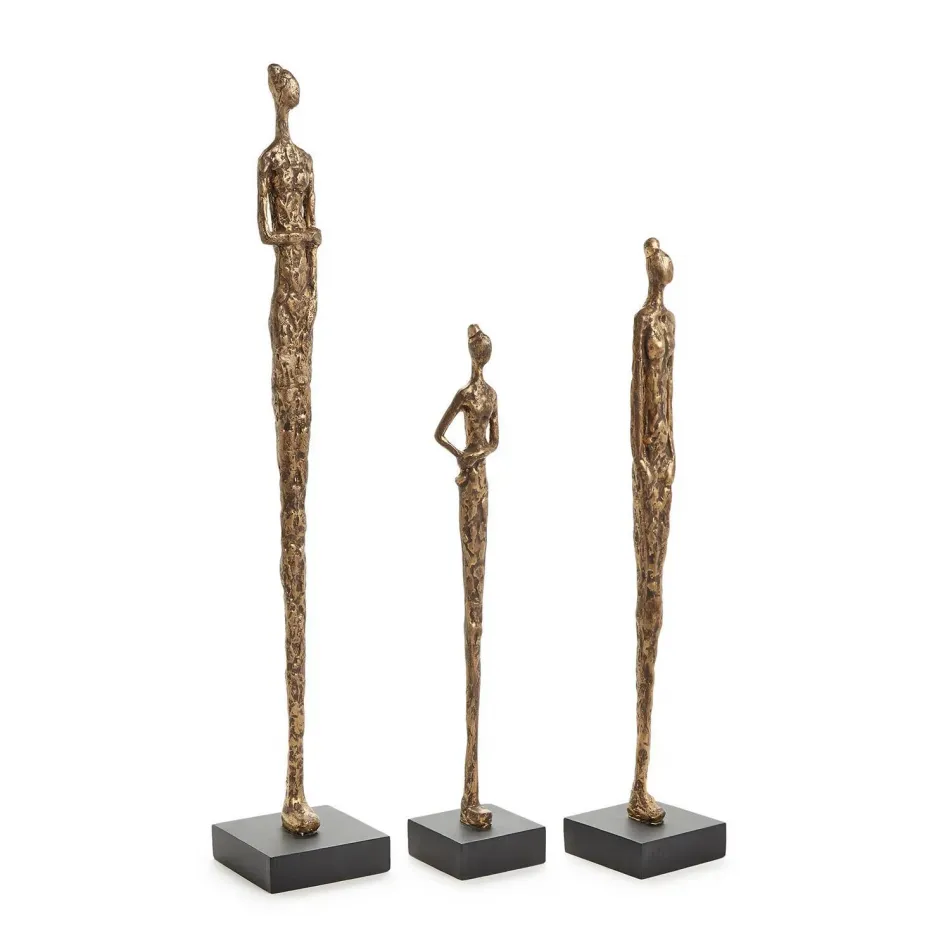 Set of Three Standing Tall Female Sculpture on Black Stand