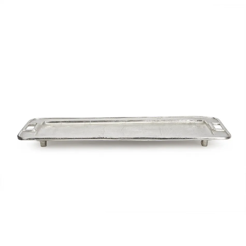 Normandie Decorative Rectangular Silver Tray Recycled Aluminum