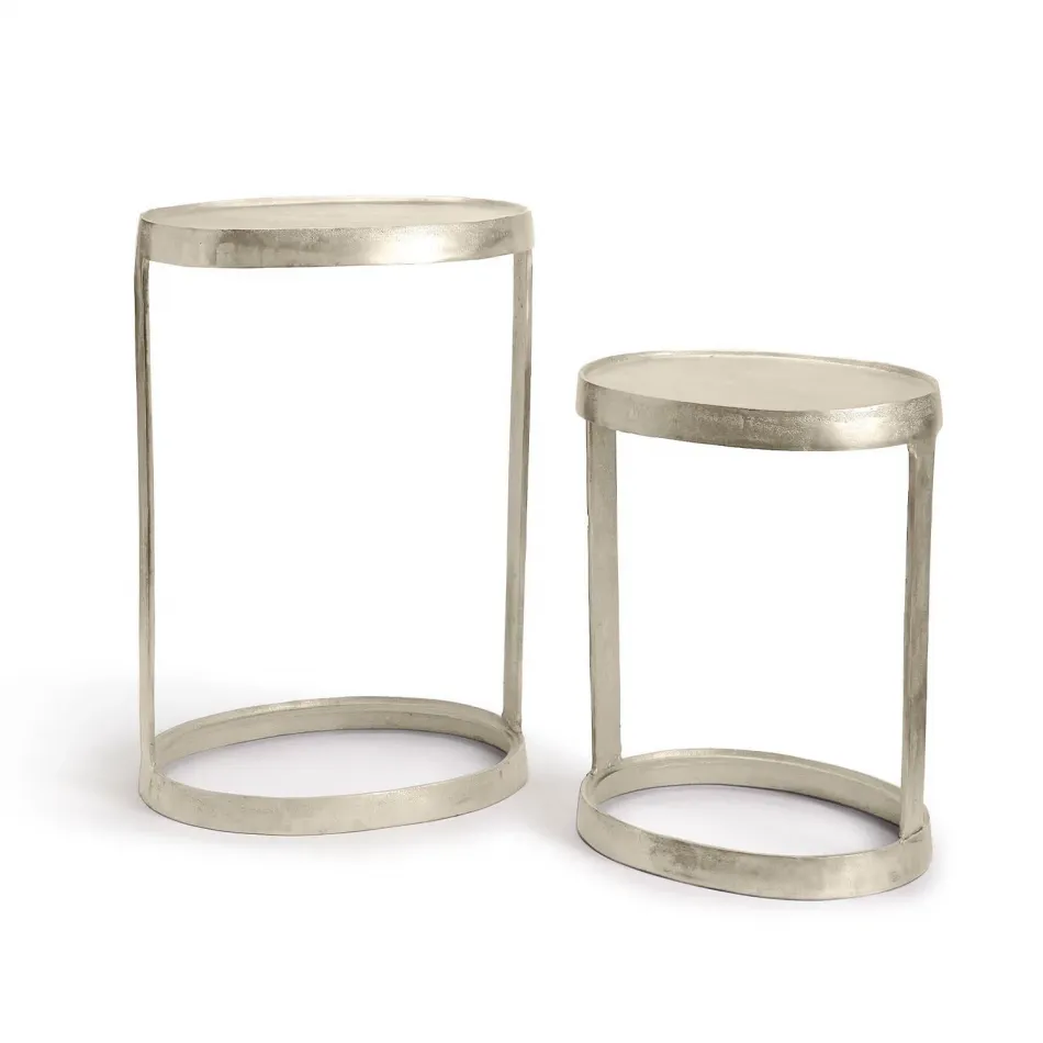 Broome Street, Set of 2 Industrial Round Accent Nested Table Recycled Aluminum