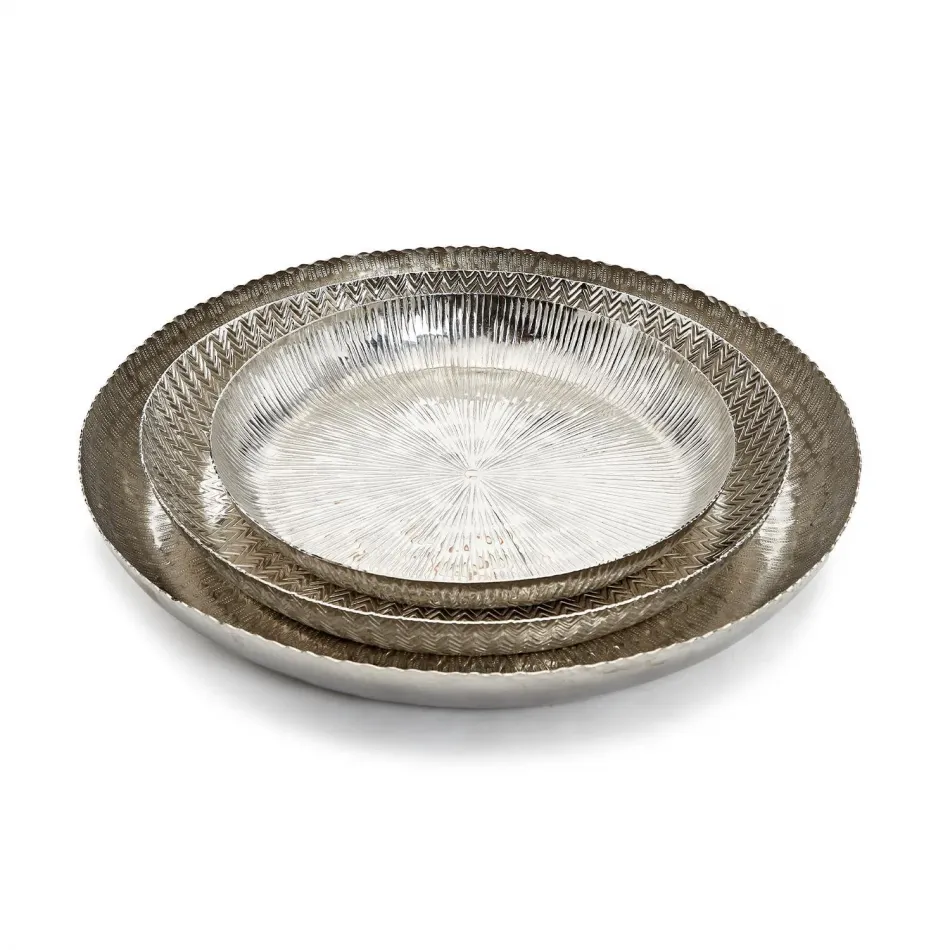 Medina Set of 3 Hand Hammered Tray in 3 designs-Aluminum
