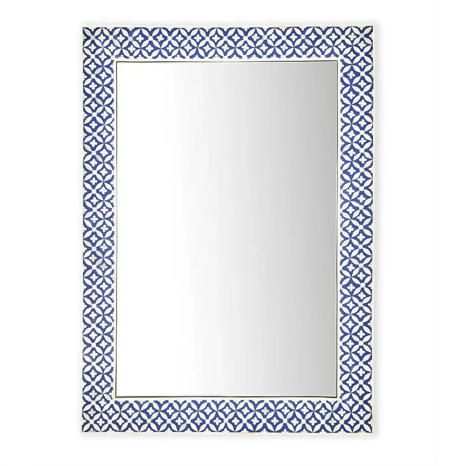 Rajasthan Navy Bone Inlay Wall Mirror Bone/Wood/Glass