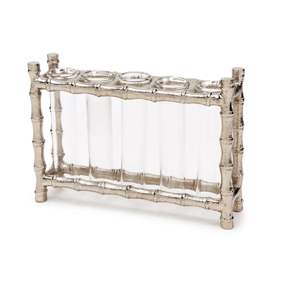 Silver Bamboo Rack Vases