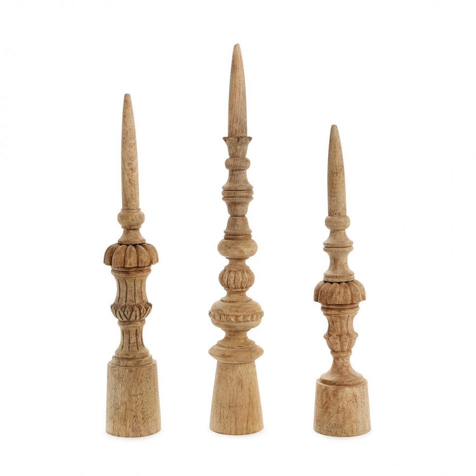 Two's Company Carved Wood Finials, Set of 3 | Gracious Style