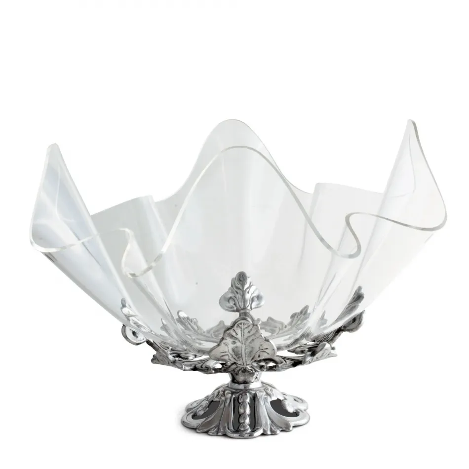 Acrylic Bowl 14 Inches Fleur De Lis Stand