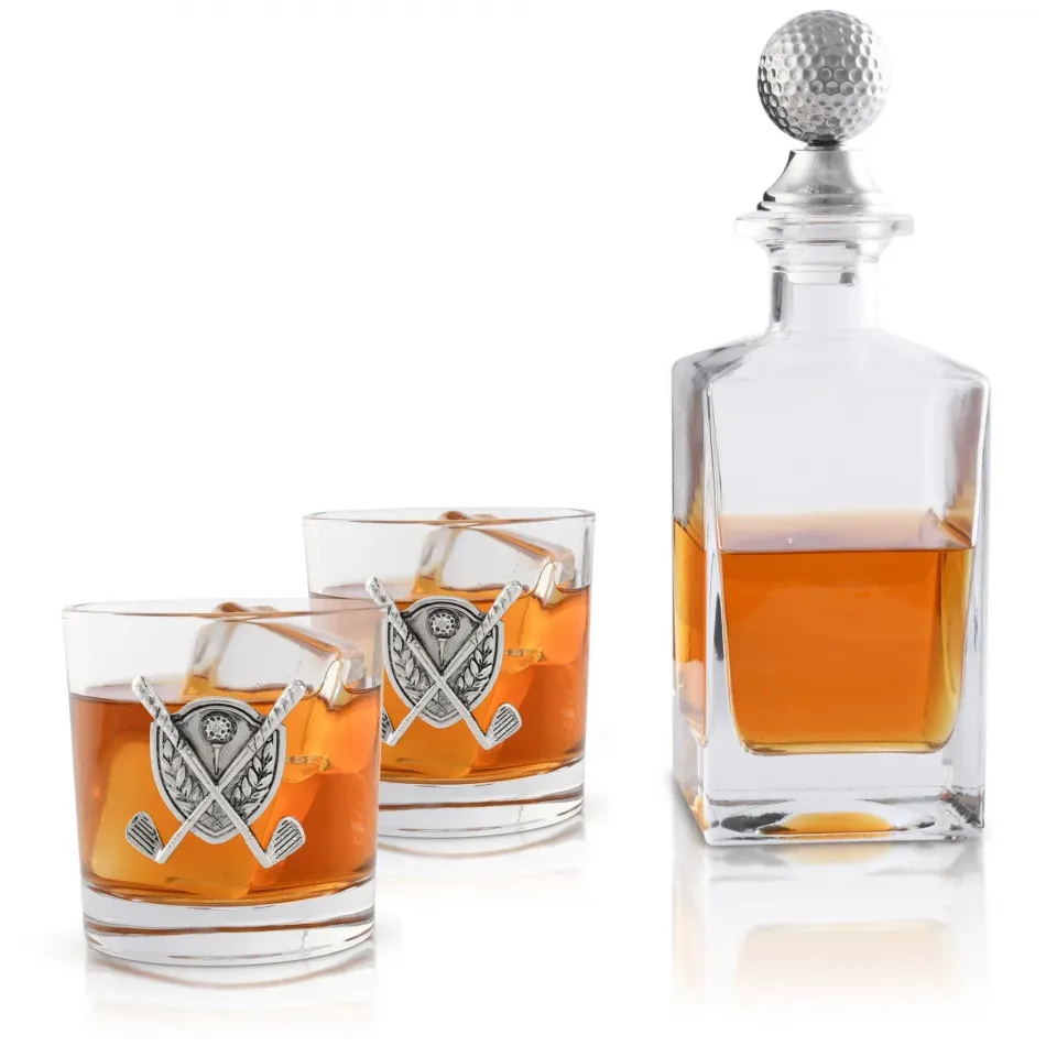 Golf Decanter Set with Pair Glasses