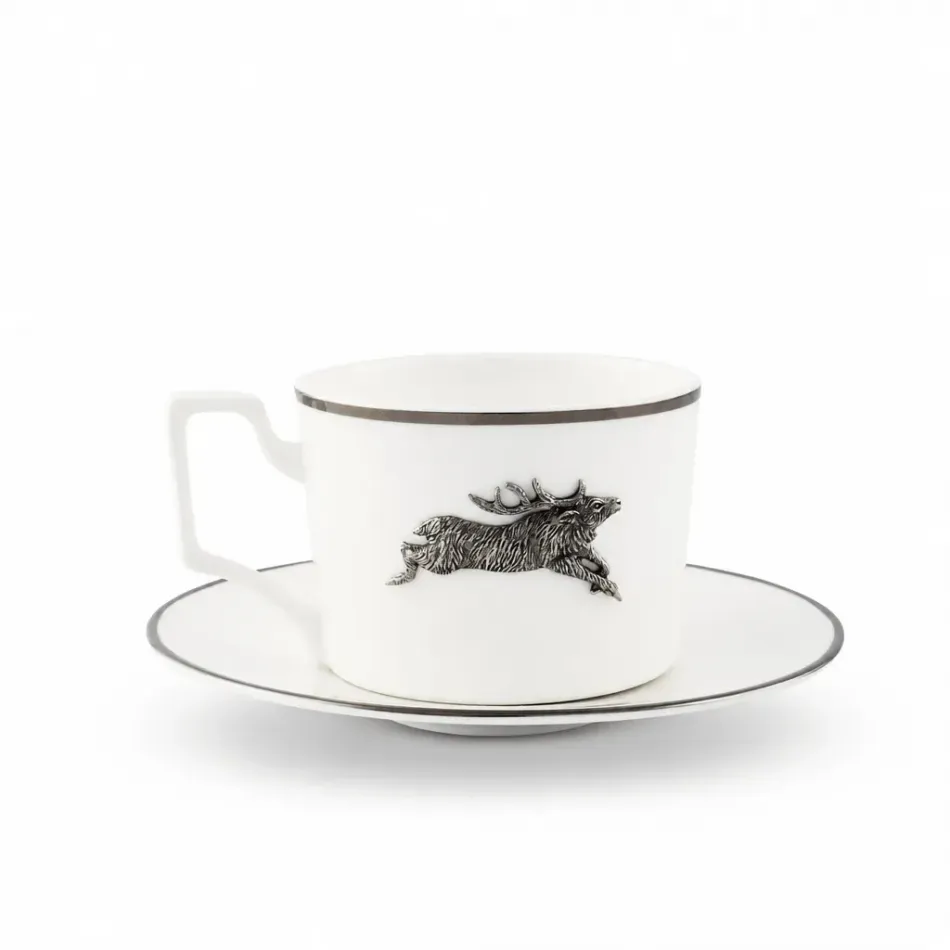 Running Elk Platinum Rim Cup and Saucer