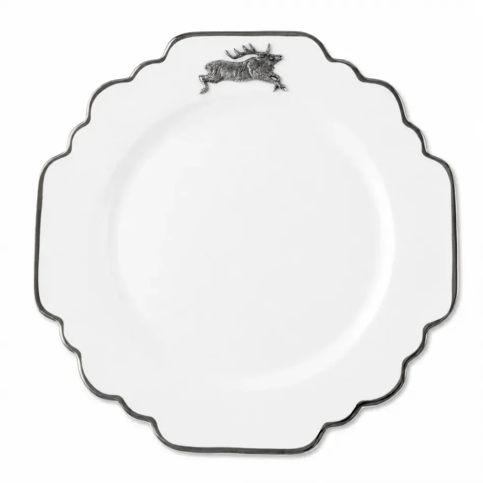 Running Elk Platinum Rim Scallop Dinner Plate