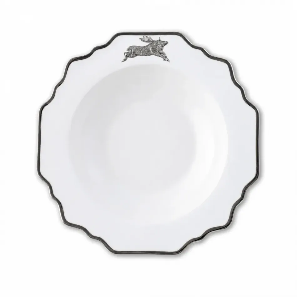 Running Elk Platinum Rim Scallop Soup Plate