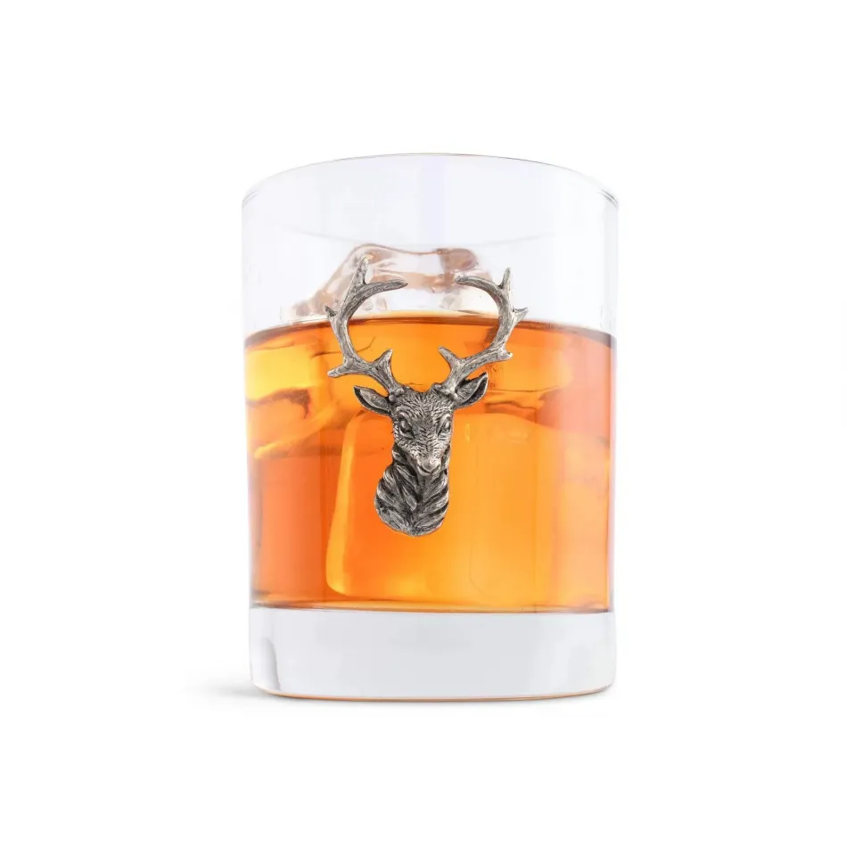 Lodge Style Elk Head Double Old Fashioned Glass