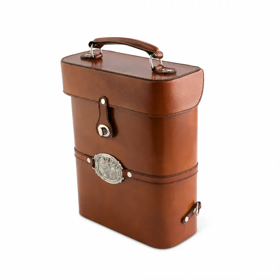Leather Elk Double Wine Bottle Carrier