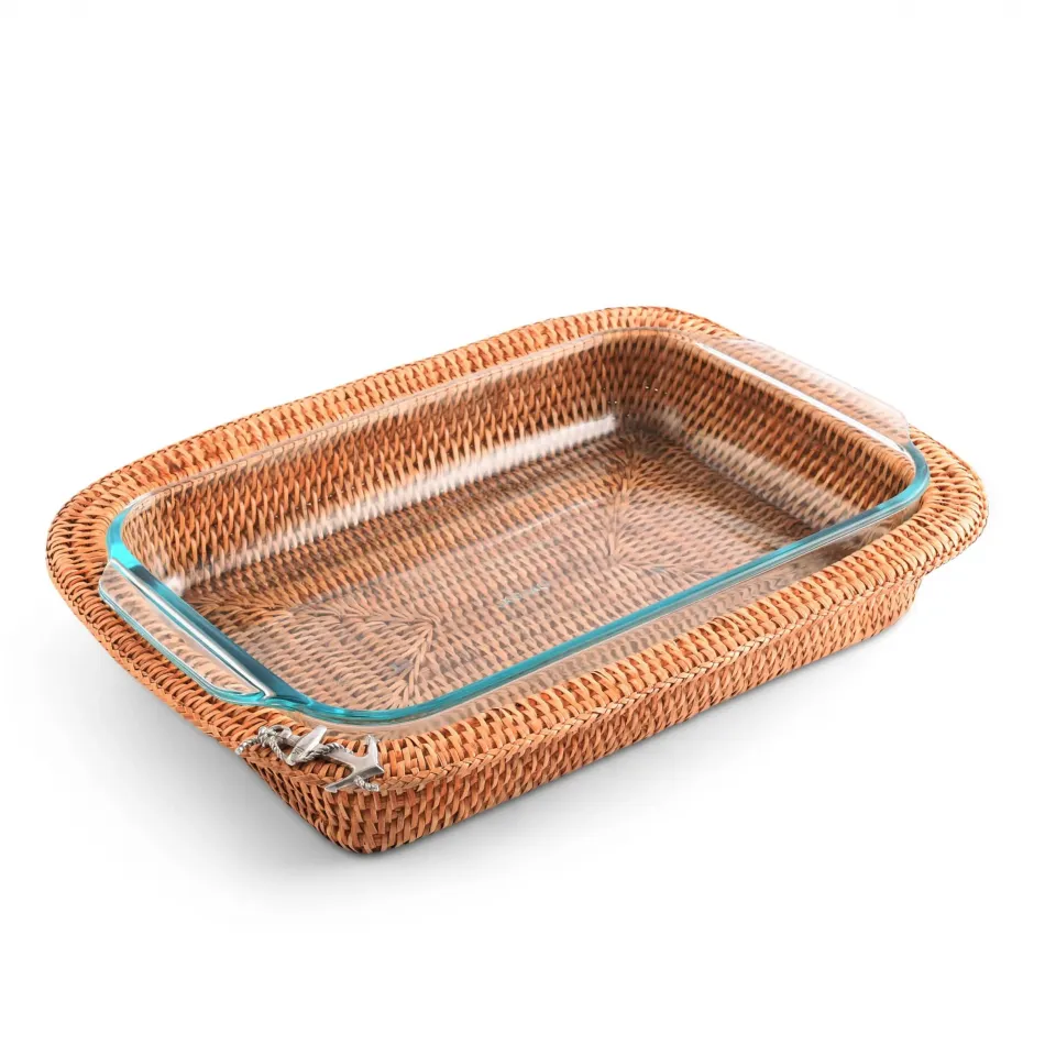 Wicker Rattan Anchor Rectangular Casserole Holder 3qt