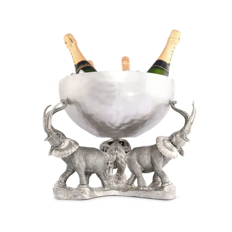 Safari Pewter Elephant Trio Ice/Punch Tub Stainless