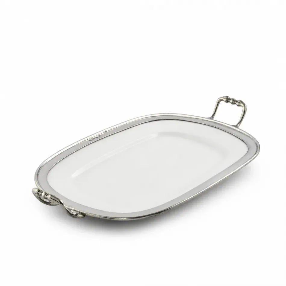 Refined Porcelain Rectangle Tray with Elegant Handles