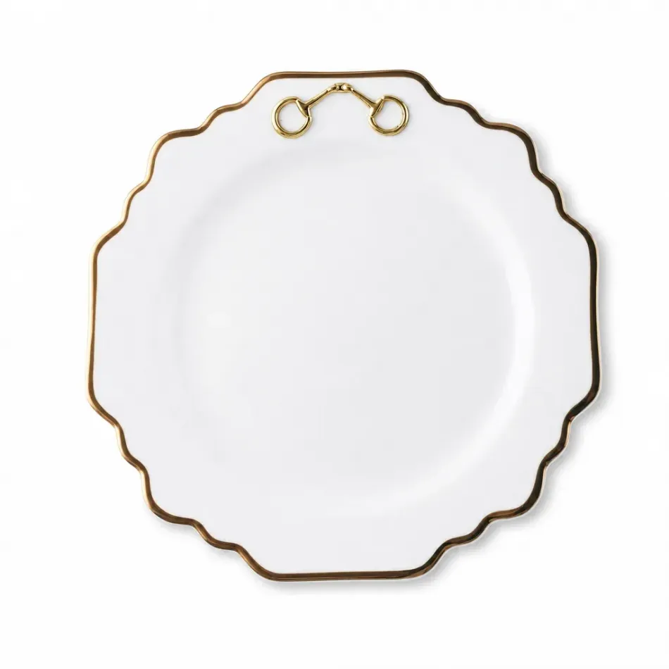 Gold Bit Gold Rim Bone China Scallop Salad Plate