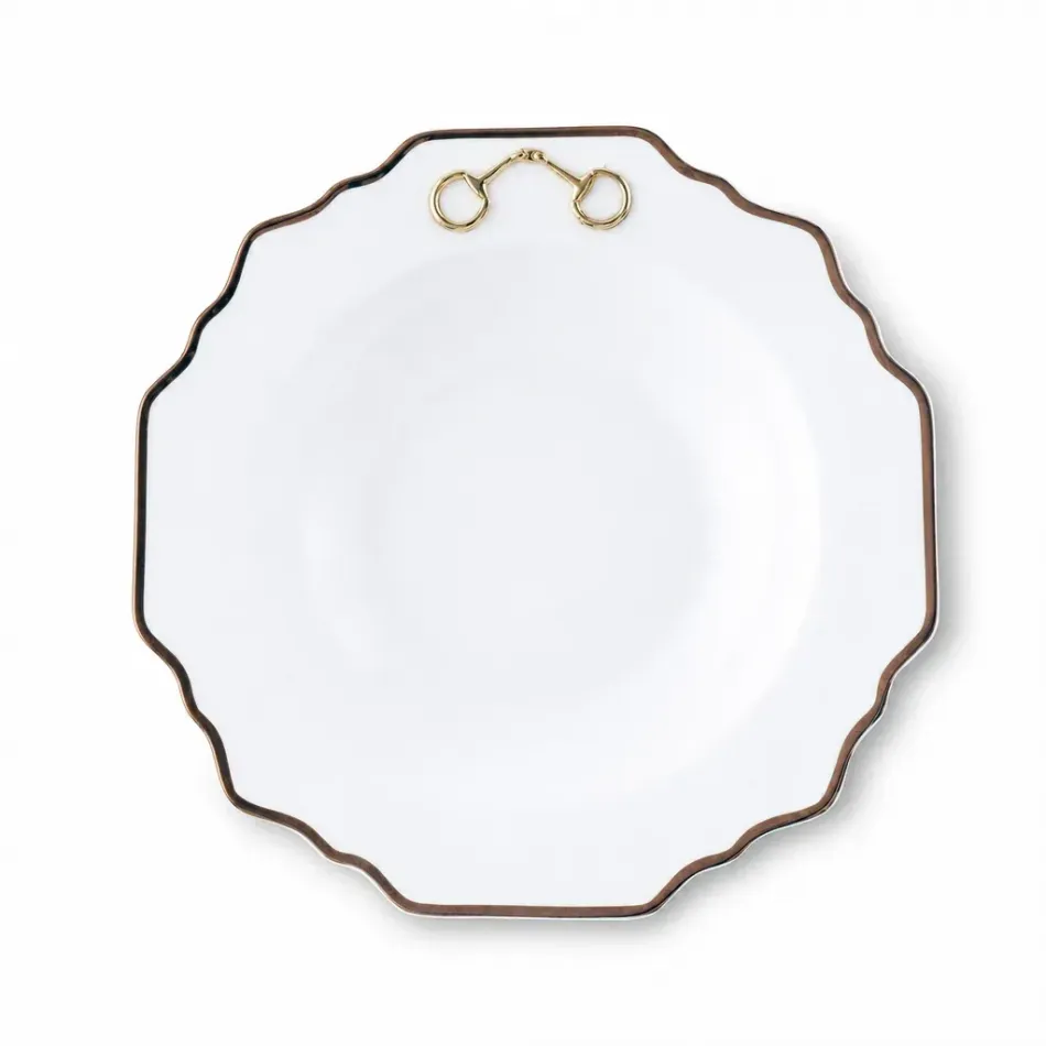 Gold Bit Gold Rim Bone China Scallop Soup Plate