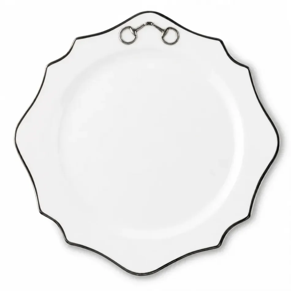 Pewter Bit Platinum Rim Bone China Scallop Charger Plate