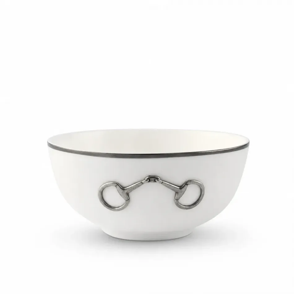 Pewter Bit Platinum Rim Bone China Round Cereal Bowl