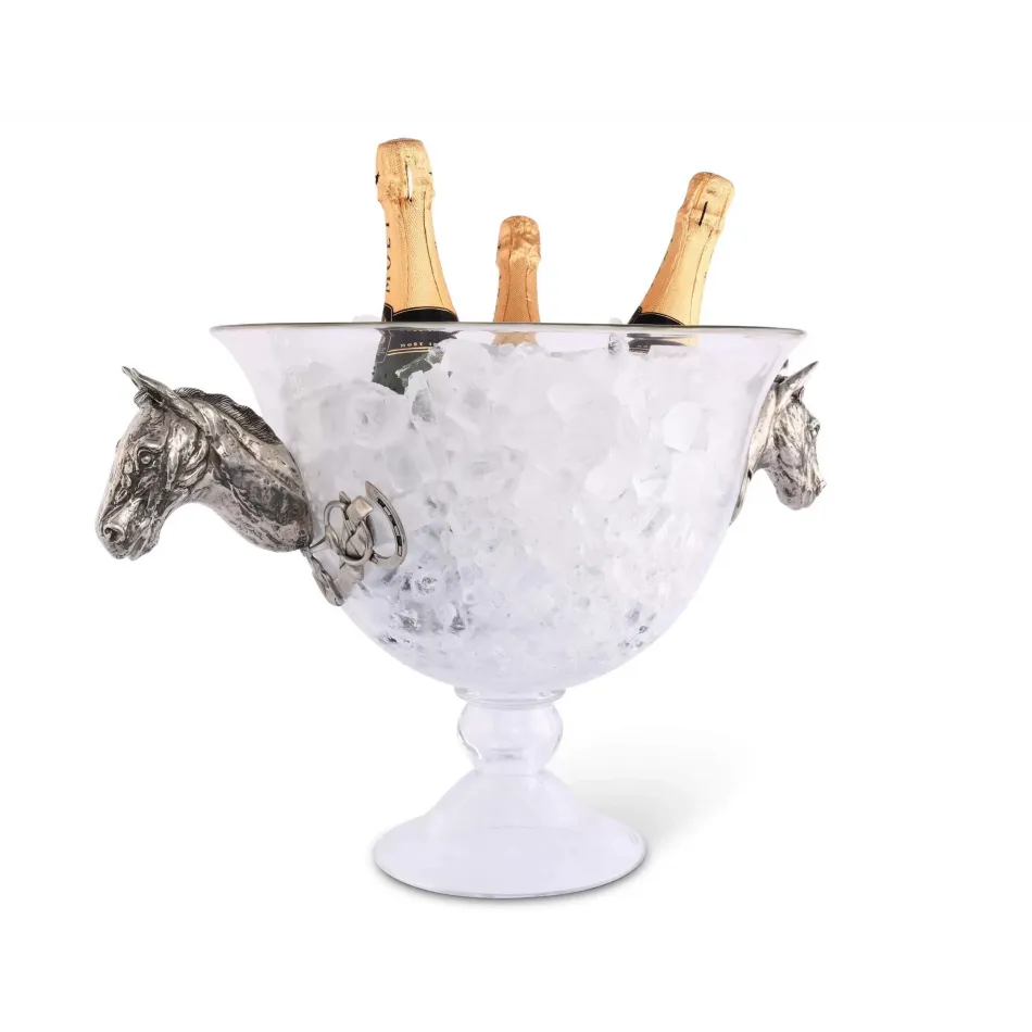 Equestrian Horse Head Glass Ice Tub