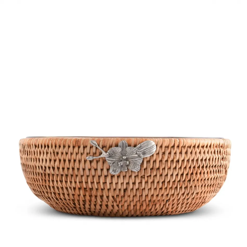 Wicker Rattan Orchid Serving Bowl