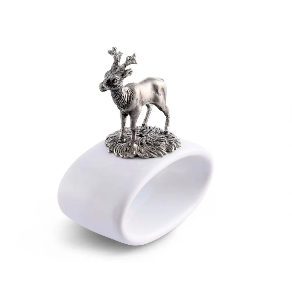 Lodge Style Deer Stoneware Napkin Ring