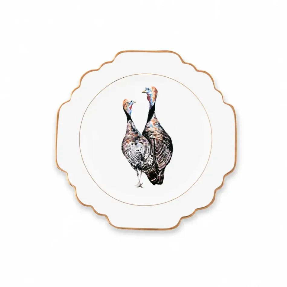 Norwood Narragansett Turkey Pattern Bone China Scallop Bread Plate