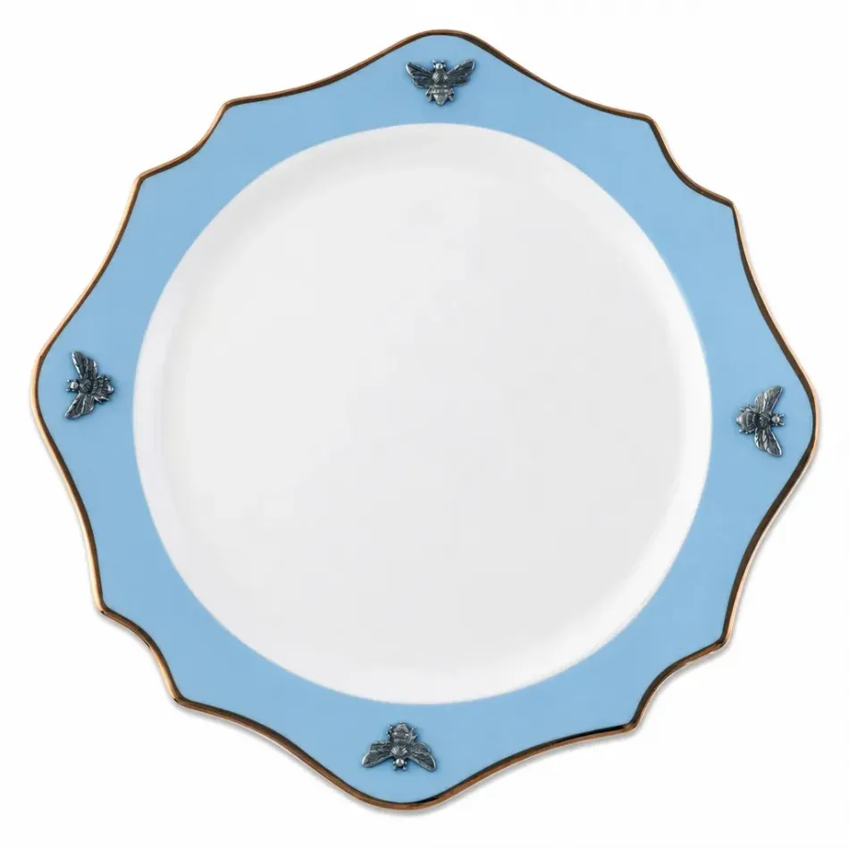 Bee Bone China Charger with Blue & Gold Elegance