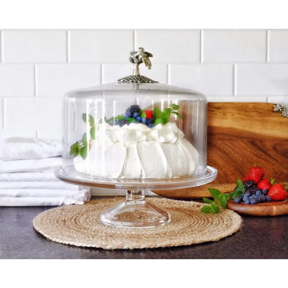 Cake Plate with Dome Honey Bee