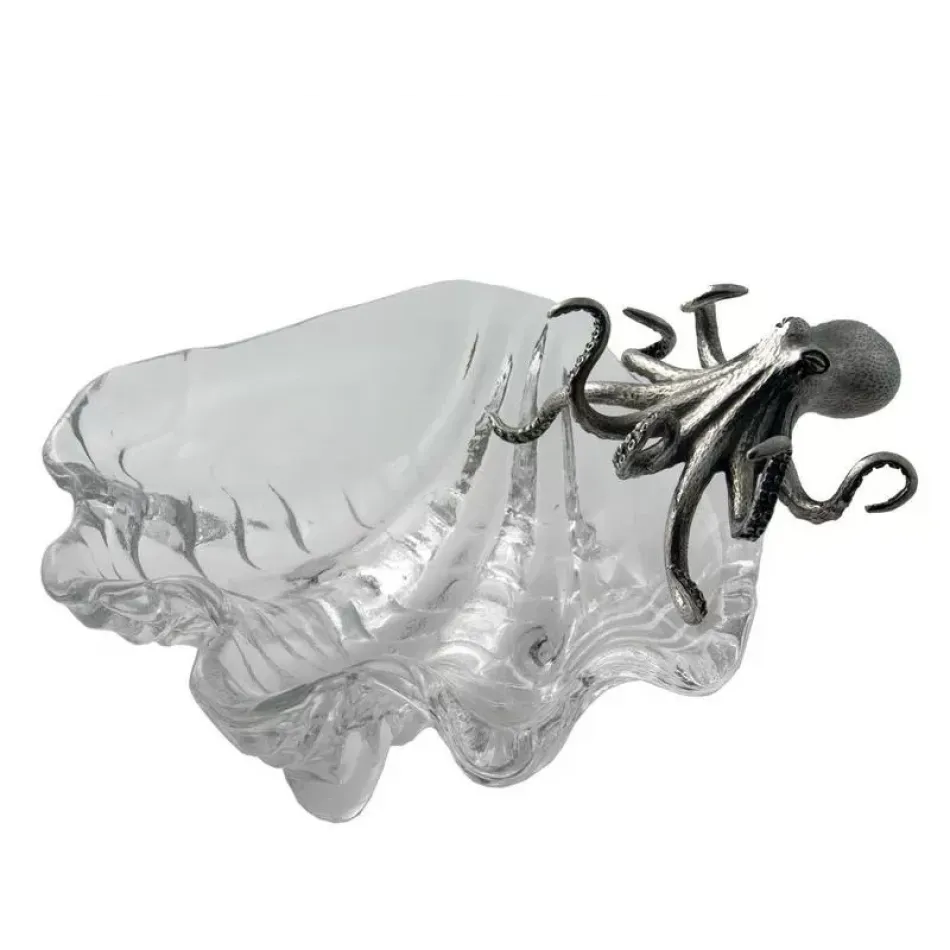 Sea And Shore Octopus On Clam Shell Bowl Large