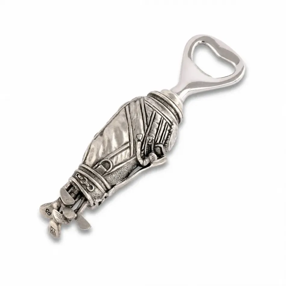 Pewter Golf Bag Bottle Opener 6 in.