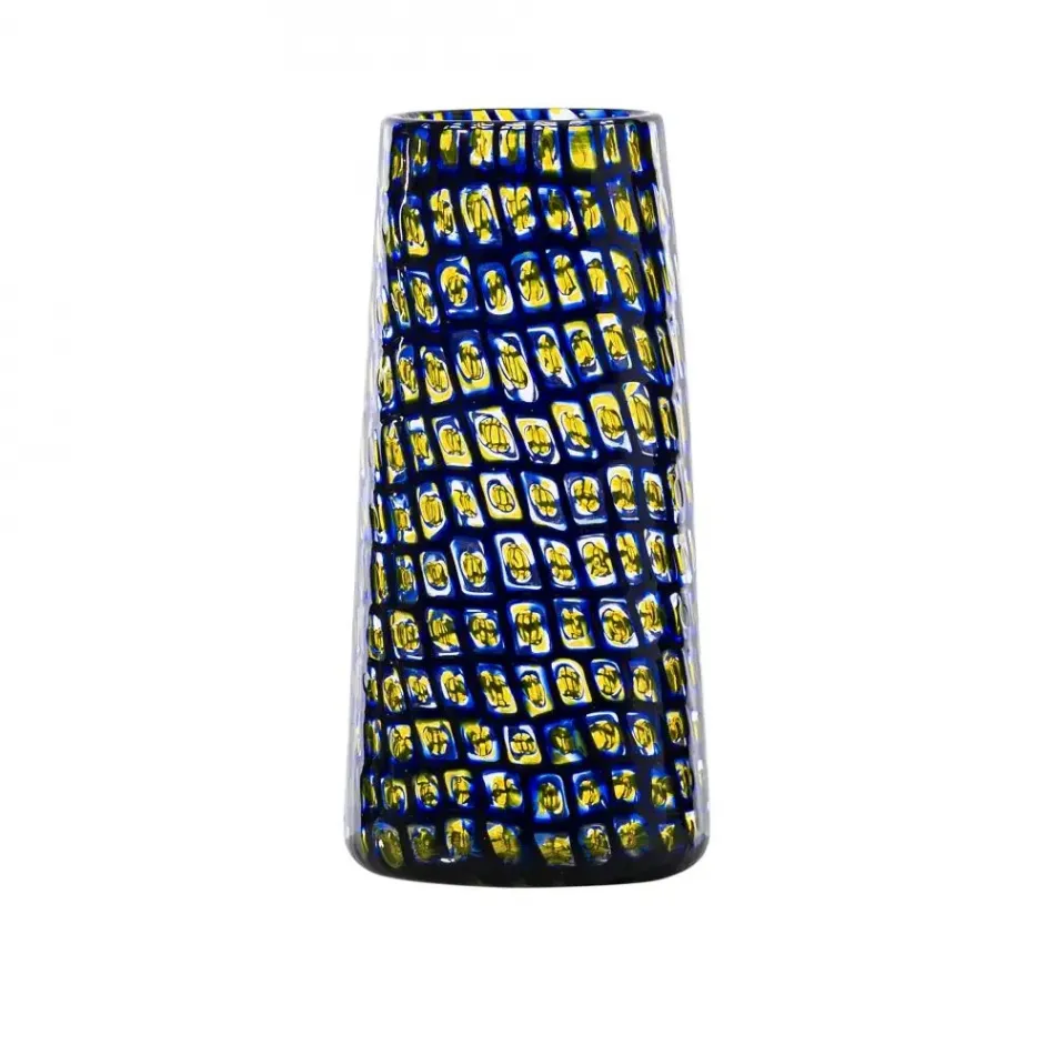 Murrine Romane by Carlo Scarpa Sapphire/Canarian Yellow/Crystal Vase