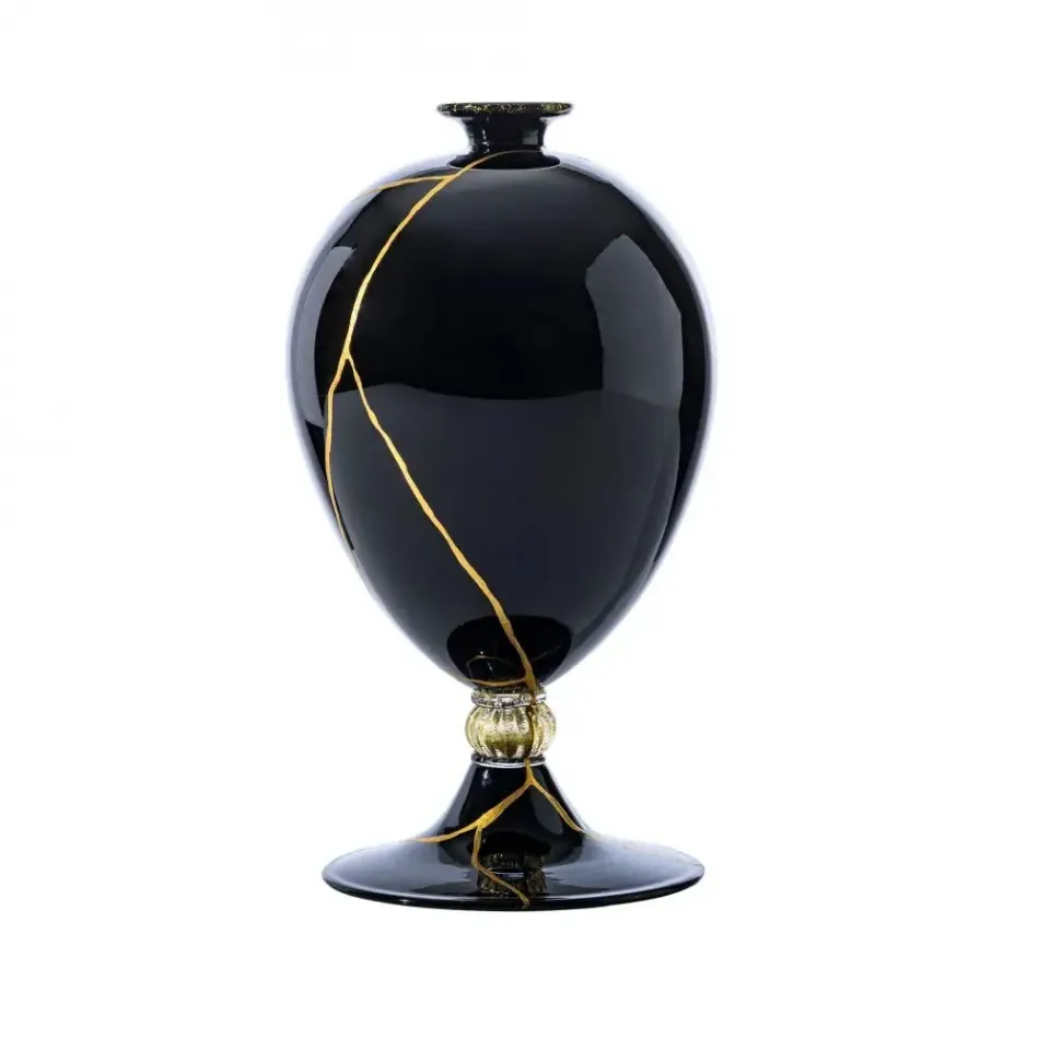 Veronese by Vittorio Zecchin Black/Gold Leaf Small Vase