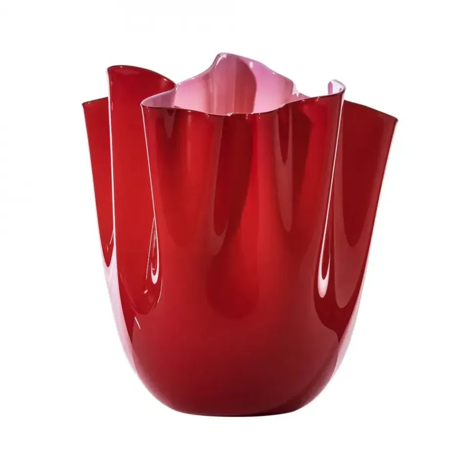 Fazzoletto by Fulvio Bianconi e Paolo Venini Red/Opaque Pink Vase