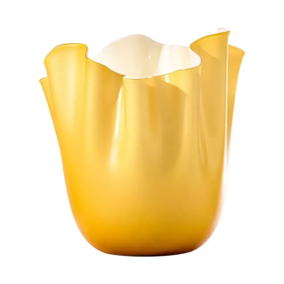 Fazzoletto by Fulvio Bianconi e Paolo Venini Amber Sandblasted Medium Vase