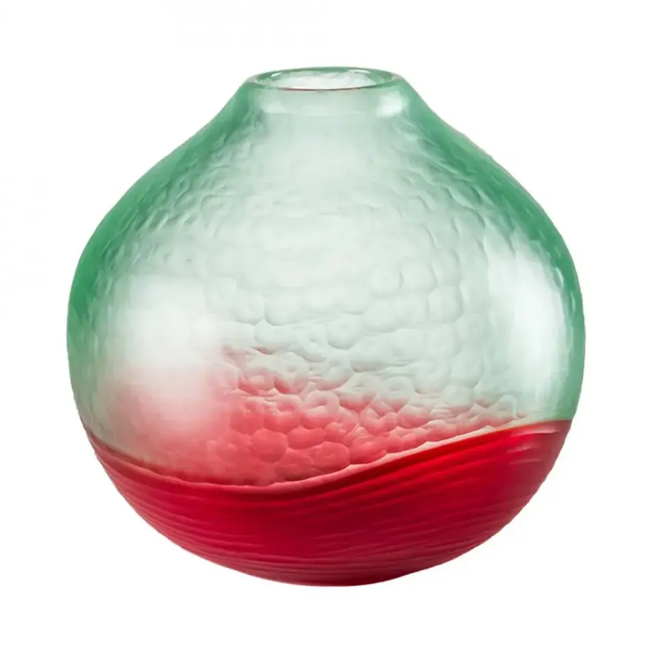 Battuto by Carlo Scarpa Bicolore Light Green/Red Vase