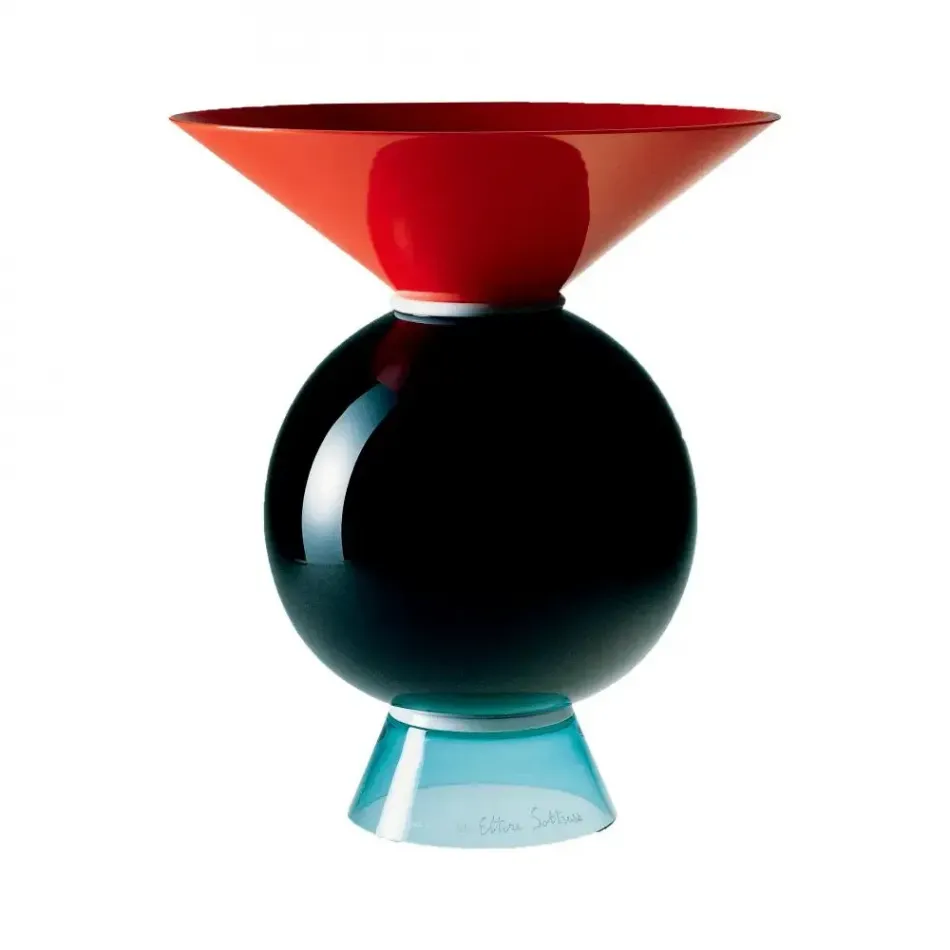 Yemen by Ettore Sottsass Black/Light Green/Coral/Milk-White Vase