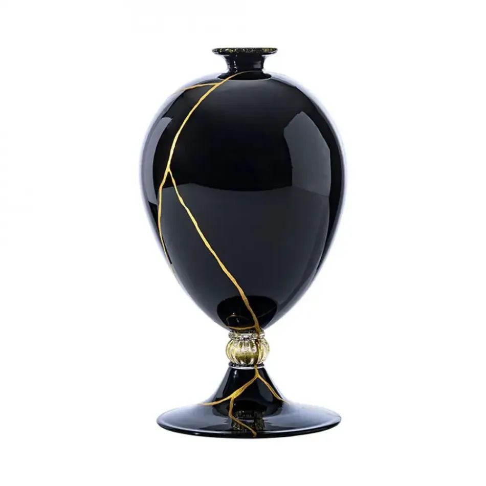 Veronese by Vittorio Zecchin Black/Gold Leaf Large Vase